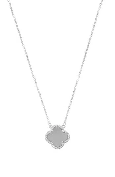 Adornia Crystal Halo Clover Pendant Necklace In Silver