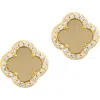 Adornia 14k Gold Plated Crystal Halo Matte Center Clover Earrings In Gold