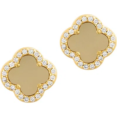 Adornia Crystal Halo Clover Stud Earrings In Gold