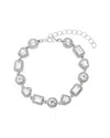 Adornia Silver Plated Crystal Halo Heart Chain Bracelet In Metallic