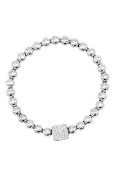 Adornia Crystal Initial Stretch Bracelet In Silver-n