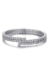 Adornia Silver Plated Coil Stretch Crystal Tennis Wrap Bracelet In Metallic