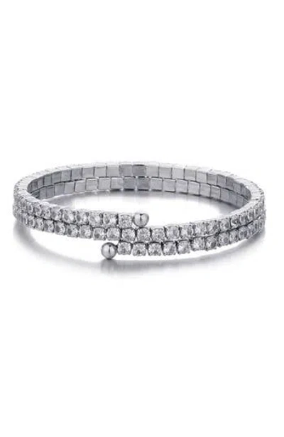 Adornia Crystal Stretch Coil Bracelet In Silver