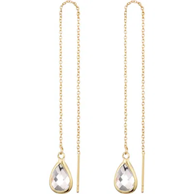 Adornia Crystal Teardrop Threader Earrings In Gold