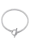 Adornia Crystal Toggle Tennis Bracelet In Silver