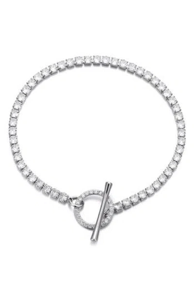 Adornia Crystal Toggle Tennis Bracelet In Silver