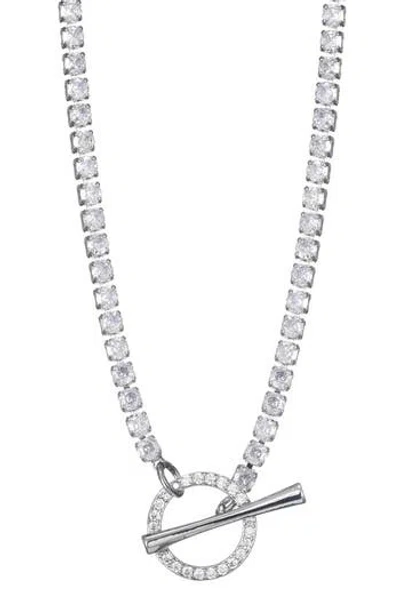 Adornia Crystal Toggle Tennis Necklace In Silver