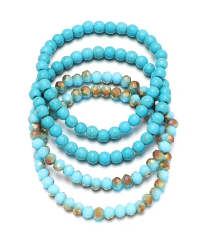 Adornia Crystal Turquoise Set Of 4 Stretch Bracelets In Blue