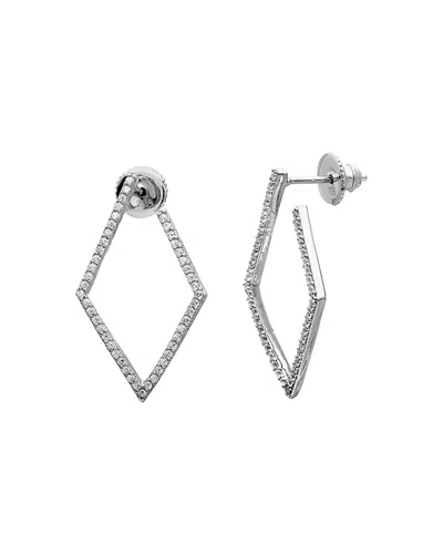 Adornia Crystal Wrap Around Geometric Hoops In Silver