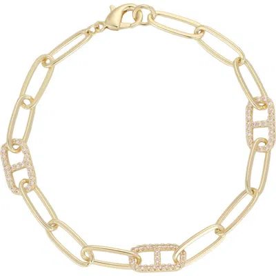 Adornia Cubic Zirconia Anchor Link Paperclip Chain Bracelet In Gold