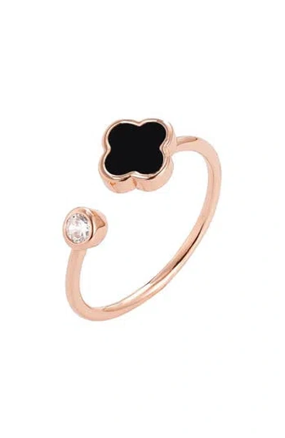 Adornia Cubic Zirconia & Clover Open Band Ring