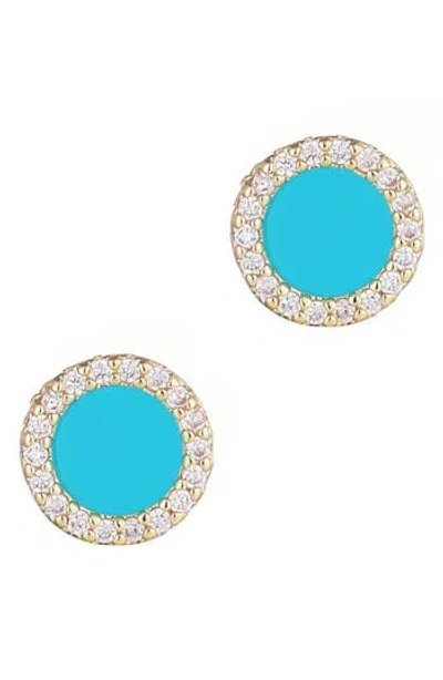 Adornia Cubic Zirconia & Turquoise Stud Earrings In Blue