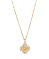 Adornia Cubic Zirconia Button Clover Halo Pendant Necklace In Gold