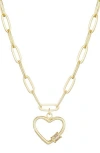 Adornia Cubic Zirconia Carabiner Heart Pendant Necklace In Gold