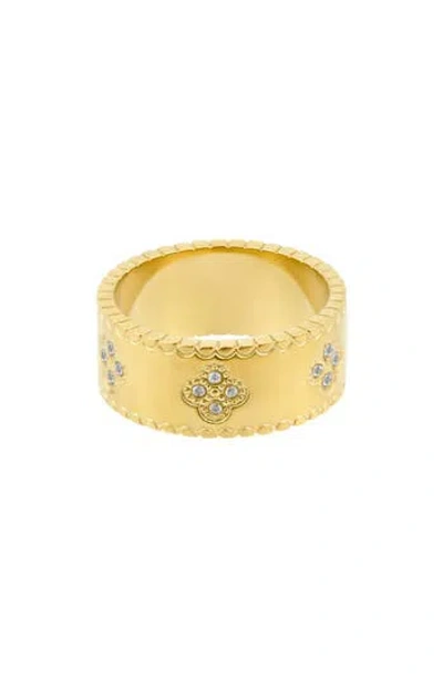 Adornia Cubic Zirconia Clover Band Ring In Gold