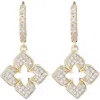 Adornia Cubic Zirconia Clover Drop Huggie Hoop Earrings In Gold
