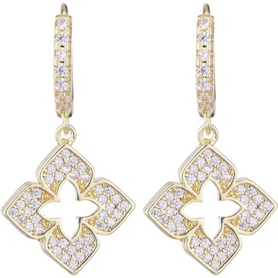 Adornia Cubic Zirconia Clover Drop Huggie Hoop Earrings In Gold