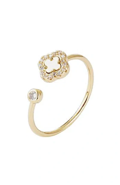 Adornia Cubic Zirconia Clover Open Band Ring In Gold