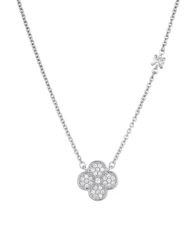 Adornia Cubic Zirconia Clover Pendant Necklace In Metallic