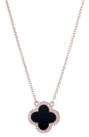 Adornia Cubic Zirconia Clover Pendant Necklace In Black