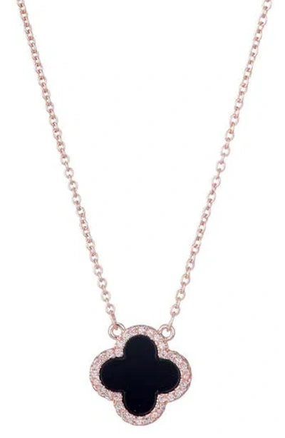 Adornia Cubic Zirconia Clover Pendant Necklace In Black