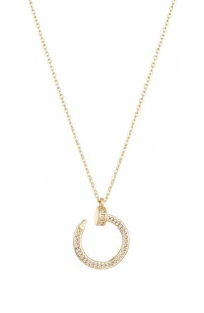 Adornia Cubic Zirconia Curved Nail Pendant Necklace