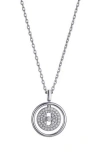Adornia Silver Plated Cz Dancing Stone Disc Pendant Necklace In Metallic