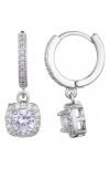 Adornia Cubic Zirconia Drop Huggie Hoop Earrings In Silver