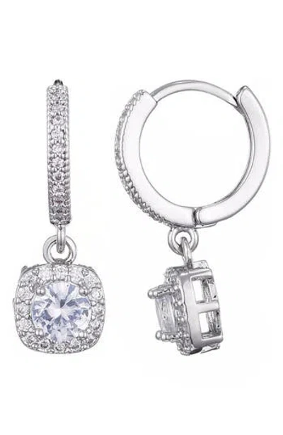 Adornia Cubic Zirconia Drop Huggie Hoop Earrings In Silver