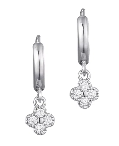 Adornia Cubic Zirconia Extra Mini Clover Dangle Huggie Earrings In Silver