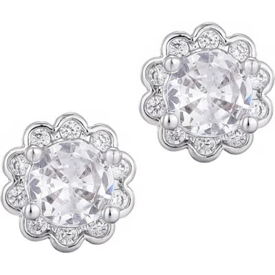 Adornia Cubic Zirconia Floral Halo Stud Earrings