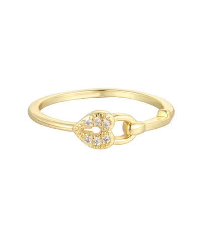 Adornia Cubic Zirconia Gold-tone Pave Heart Locket Ring