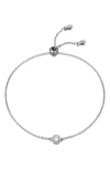Adornia Cubic Zirconia Halo Charm Slider Chain Bracelet In Silver
