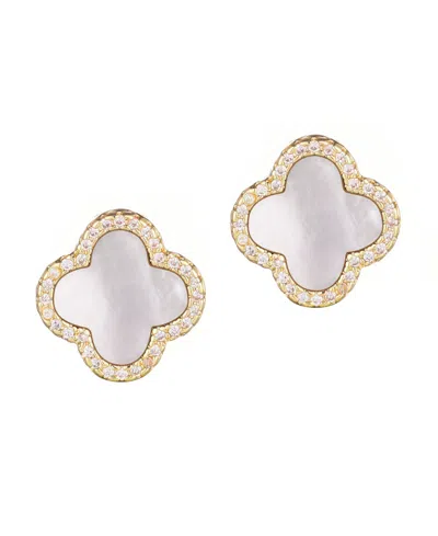 ADORNIA CUBIC ZIRCONIA HALO CLOVER STUD EARRINGS
