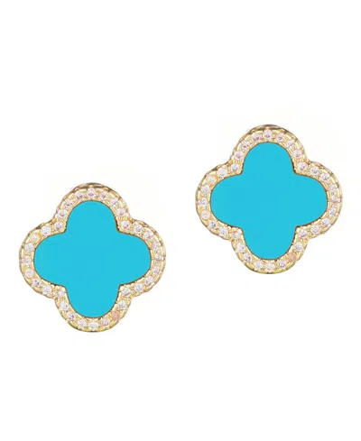ADORNIA CUBIC ZIRCONIA HALO CLOVER STUD EARRINGS