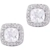 Adornia Cubic Zirconia Halo Cushion Stud Earrings In Silver