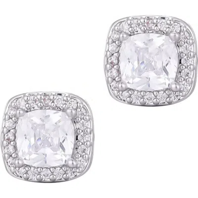 Adornia Cubic Zirconia Halo Cushion Stud Earrings In Silver