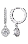 Adornia Cubic Zirconia Halo Drop Huggie Hoop Earrings In Metallic