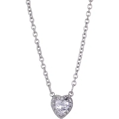 Adornia Cubic Zirconia Halo Heart Pendant Necklace In Metallic