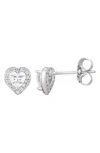 Adornia Cubic Zirconia Halo Heart Stud Earrings In Silver