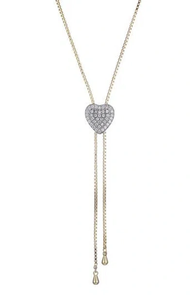 Adornia Cubic Zirconia Heart Bolo Necklace In Gold