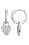 Adornia Cubic Zirconia Heart Drop Huggie Hoop Earrings In Metallic
