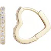 Adornia Cubic Zirconia Heart Huggie Hoop Earrings