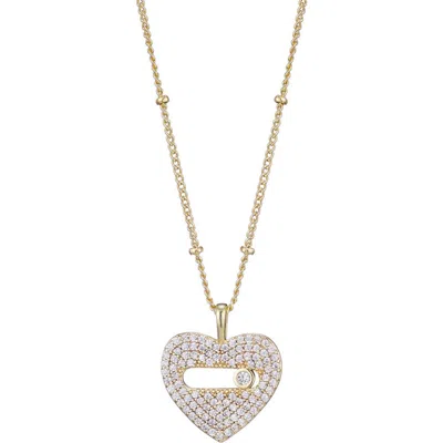 Adornia Cubic Zirconia Heart Pendant Necklace In Gold