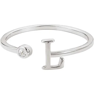 Adornia Cubic Zirconia Initial Adjustable Band Ring In Silver