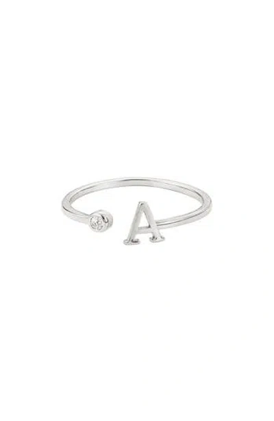 Adornia Cubic Zirconia Initial Adjustable Band Ring In Silver-a