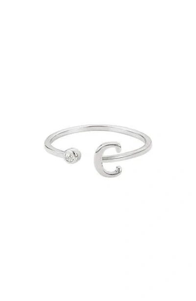 Adornia Cubic Zirconia Initial Adjustable Band Ring In Silver-c