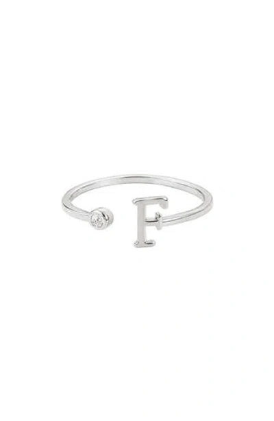 Adornia Cubic Zirconia Initial Adjustable Band Ring In Silver-f
