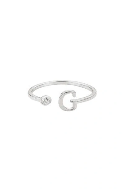 Adornia Cubic Zirconia Initial Adjustable Band Ring In Silver-g
