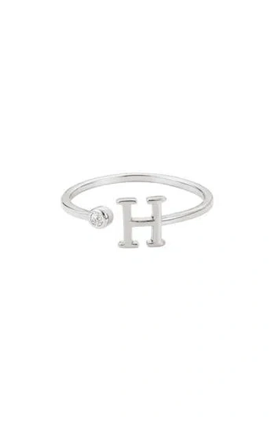 Adornia Cubic Zirconia Initial Adjustable Band Ring In Silver-h